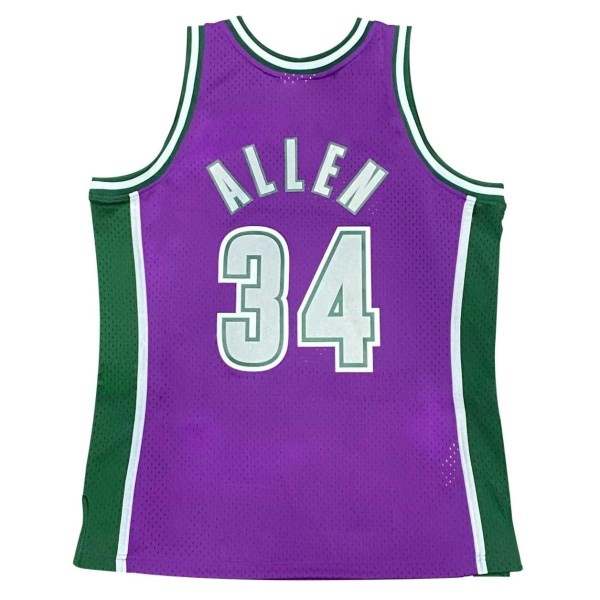 Mitchell & Ness Milwaukee Bucks Ray Allen 2001-02 Away NBA Swingman Mens Basketball Jersey - Purple