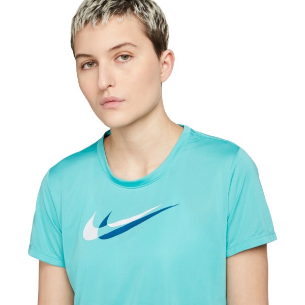Nike Dri-Fit Swoosh Run Womens Running T-Shirt - Washed Teal/White