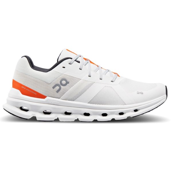 On Cloudrunner - Mens Running Shoes - Undyed White/Flame | Sportitude
