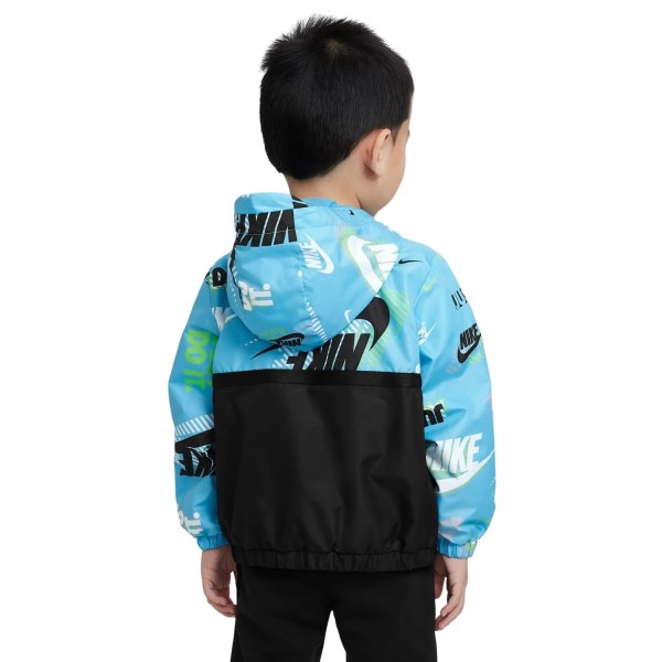 Nike Half-Zip Print Blocked Anorak Kids Boys Jacket - Baltic Blue