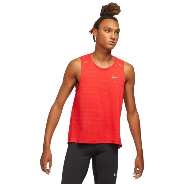Nike Dri-Fit Miler Mens Running Tank Top - University Red/Reflective Silver