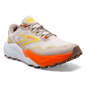 Brooks Caldera 7 - Mens Trail Running Shoes - White Sand/Chateau Grey/Yellow