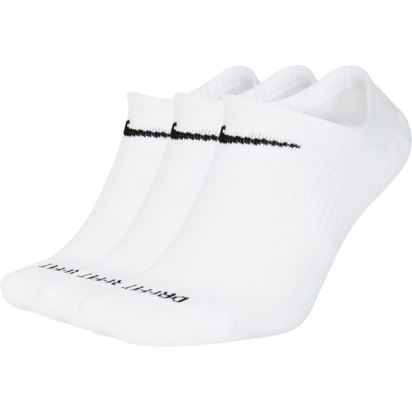 Nike Everyday Plus Cushioned No-Show Training Socks - 3 Pairs - White/Black
