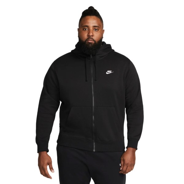 Nike Sportswear Club Fleece Mens Full-Zip Hoodie - Black/White