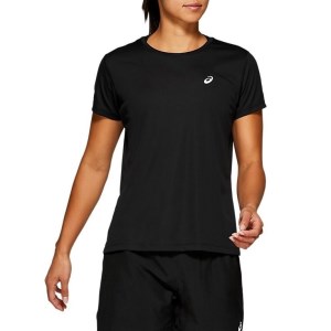 Asics Silver Womens Short Sleeve Running T-Shirt - Black
