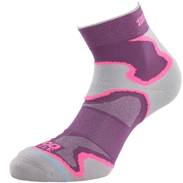 1000 Mile Anti Blister Fusion Anklet Womens Sports Socks - Double Layer - Purple/Pink/Grey