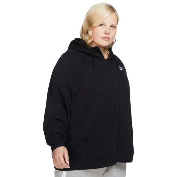Nike Sportswear Essential Full Zip Womens Hoodie - Plus Size - Black/White