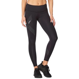 2XU Motion Mid-Rise Womens Full Length Compression Tights - Black/Lavendust