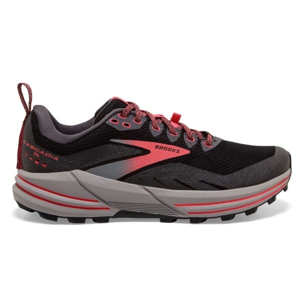 Brooks Cascadia 16 GTX - Womens Trail Running Shoes - Black/Blackened Pearl/Coral