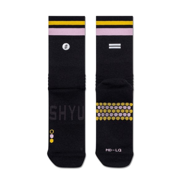 Shyu Half Crew Racing Socks - Black/Pastel/Amber