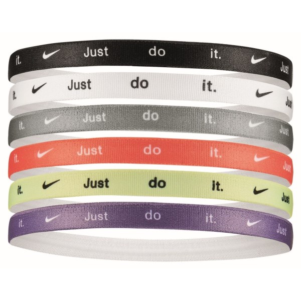 Nike Printed Sports Headbands - 6 Pack - Black/White/Particle Grey