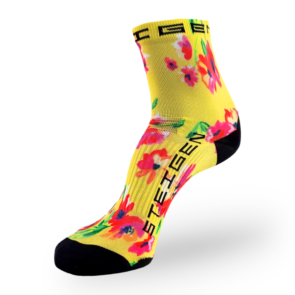 Steigen Half Length Running Socks - Floral Yellow