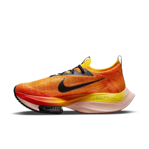 Nike Air Zoom Alphafly NEXT% Flyknit Ekiden - Mens Running Shoes - Amarillo/Black/Magma Orange