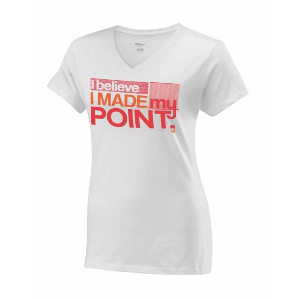 Wilson Made My Point Womens V-Neck Tennis T-Shirt - White