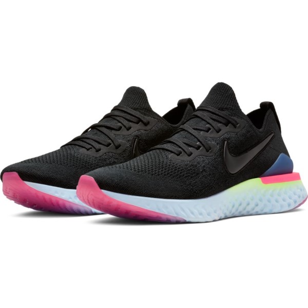 Nike Epic React Flyknit 2 - Mens Running Shoes - Black/Sapphire/Lime Blast