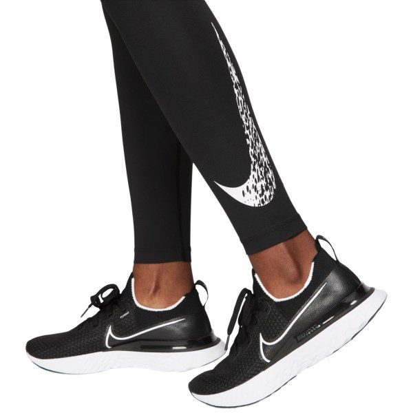 Nike Dri-Fit Swoosh Run Mid-Rise Womens 7/8 Running Tights - Black/Reflective Silver/White