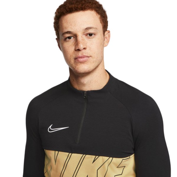 Nike Dri-Fit Academy Mens Soccer Drill Top - Black/Jersey Gold/White