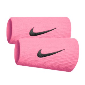 Nike Swoosh Doublewide Wristbands - Pair - Pink Gaze/Oil Grey