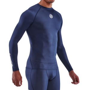 Skins Series-1 Mens Compression Long Sleeve Top - Navy Blue