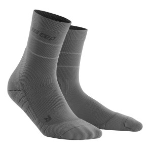 CEP Reflective Mid Cut Running Socks - Grey