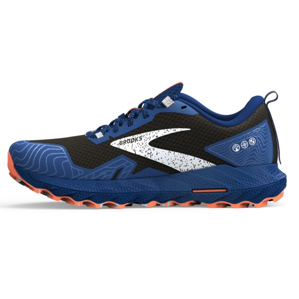 Brooks Cascadia 17 GTX - Mens Trail Running Shoes - Black/Blue/Firecracker