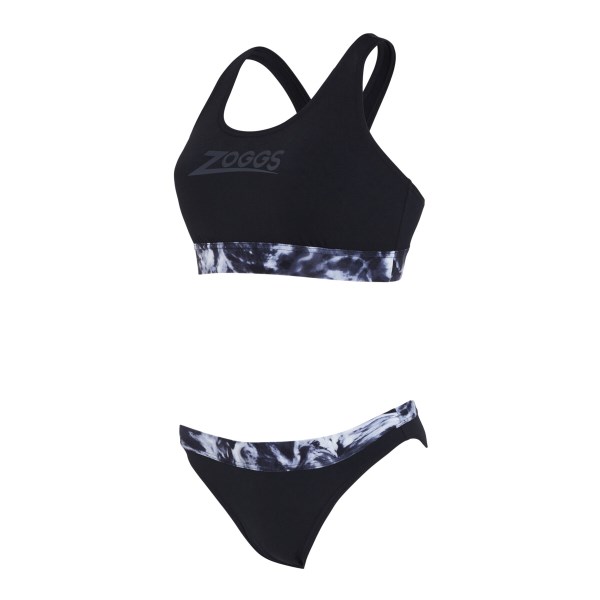 Zoggs Marble Actionback 2 Piece Womens Swimsuit - Black