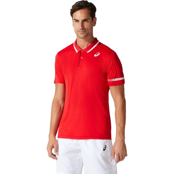Asics Court Polo Mens Training T-Shirt - Classic Red