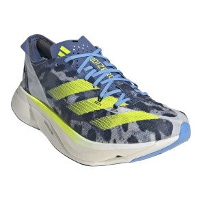 Adidas Adizero Adios Pro 3 - Mens Road Racing Shoes - Crystal White/Lucid Lemon/Blue Burst