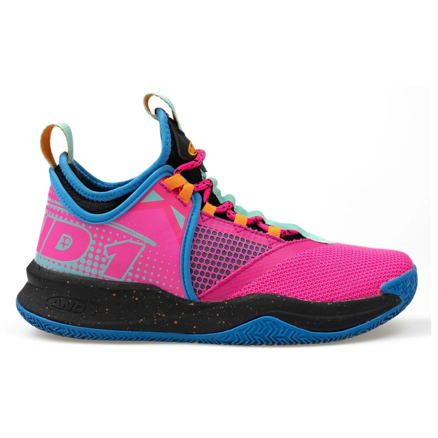 AND1 Charge Jr - Kids Basketball Shoes - Pink Glo/Brilliant Blue/Black ...