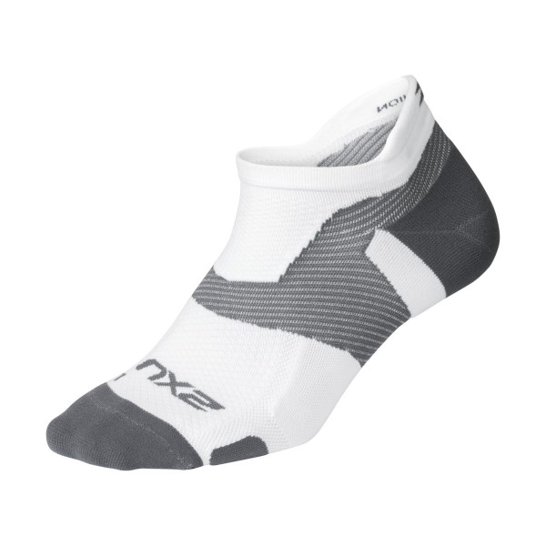 2XU Vectr Light Cushion No Show - Unisex Running Socks - White/Grey ...