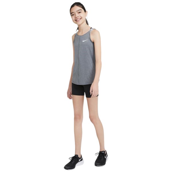 Nike Dri-Fit Kids Girls Training Tank Top - Black Heather/White
