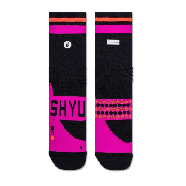 Shyu Half Crew Racing Socks - Black/Violet/Crimson