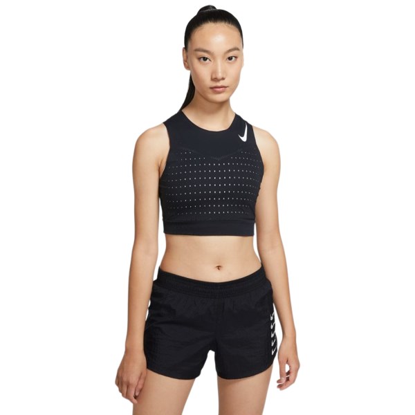 Nike Aeroswift Womens Crop Running Singlet - Black/White