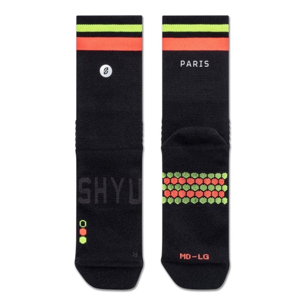 Shyu Half Crew Racing Socks - Black/Red/Neon