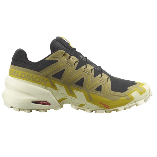 Salomon Speedcross 6 - Mens Trail Running Shoes - Black/Cress Green/Transparent Yellow