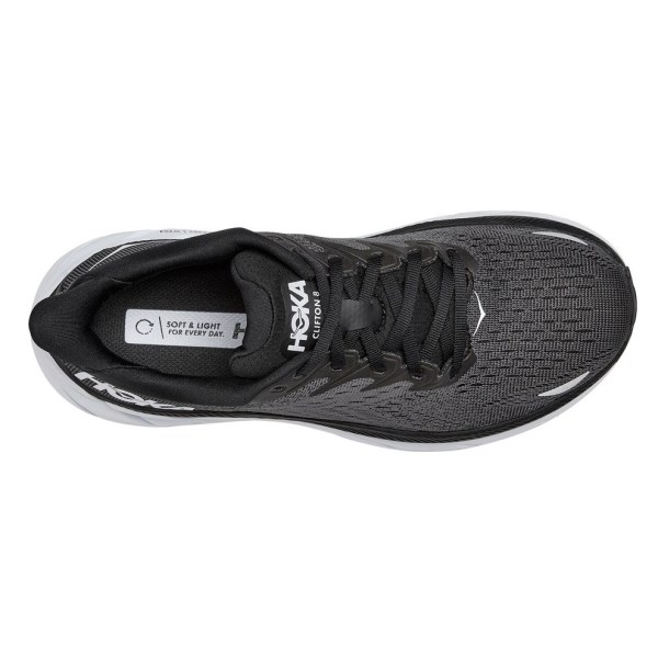Hoka Clifton 8 - Mens Running Shoes - Black/White