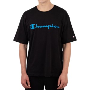 Champion EU Legacy Script Mens T-Shirt - Black/Blue