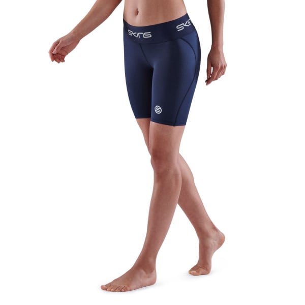 Skins Series-1 Womens Compression Half Tights - Navy Blue