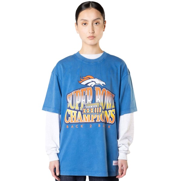Mitchell & Ness Denver Broncos Vintage Superbowl NFL Mens T-Shirt - Blue