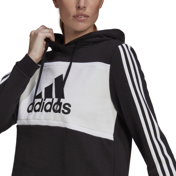 Adidas Essentials Logo Colourblock Fleece Cropped Womens Hoodie - Black/White