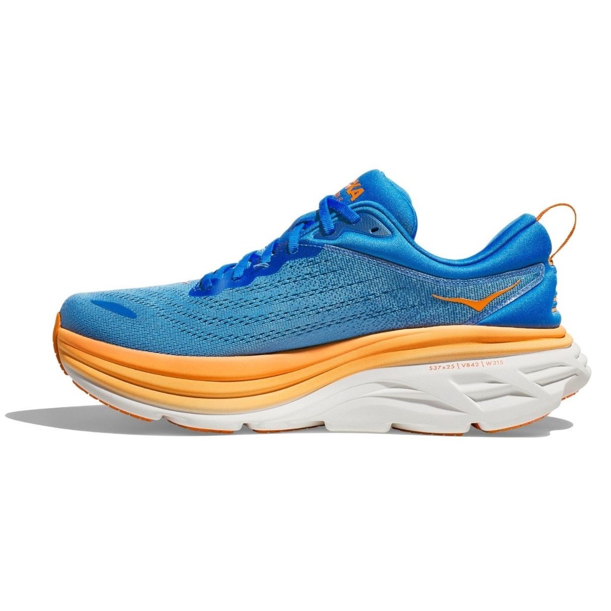 Hoka Bondi 8 - Mens Running Shoes - Coastal Sky/Vibrant Orange | Sportitude