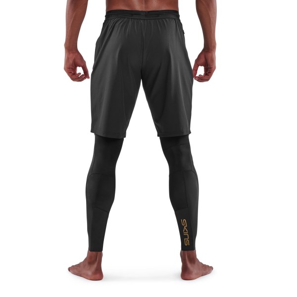 Skins Series-5 Travel and Recovery Mens Compression Long Tights - Black