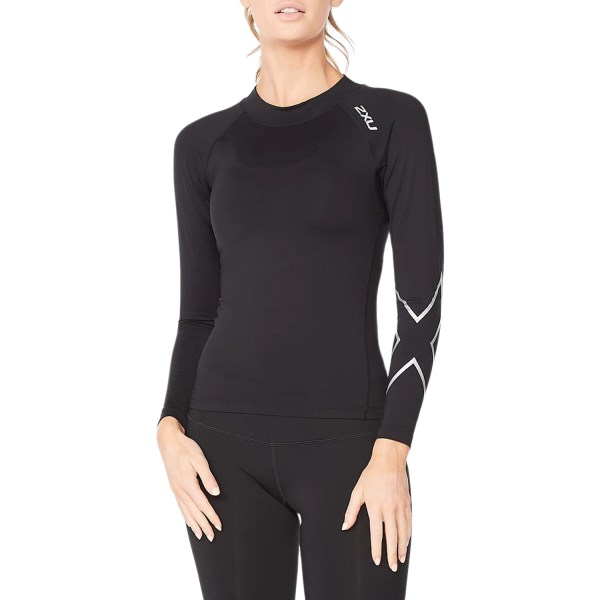 2XU Ignition Thermal Womens Compression Long Sleeve Top - Black/Silver