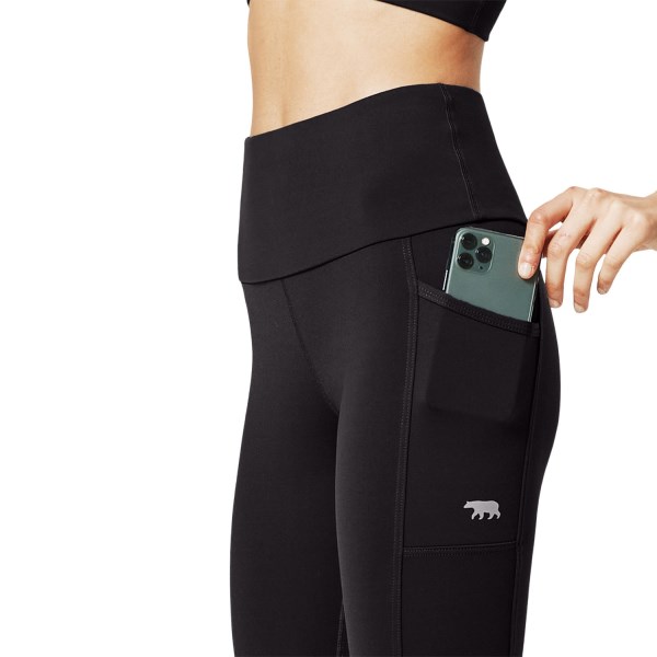 Running Bare Power Moves Ab Waisted Supplex Womens 3/4 Training Tights - Black