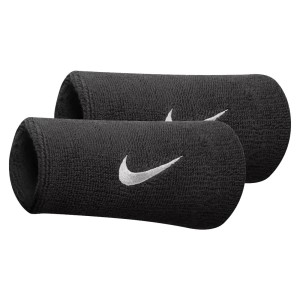 Nike Swoosh Doublewide Wristbands - Pair - Black/White