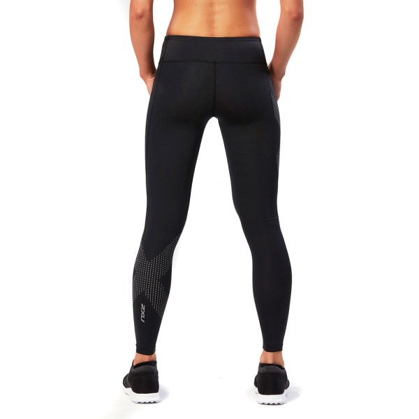 2XU Motion Mid-Rise Womens Full Length Compression Tights - Dotted Reflective Logo