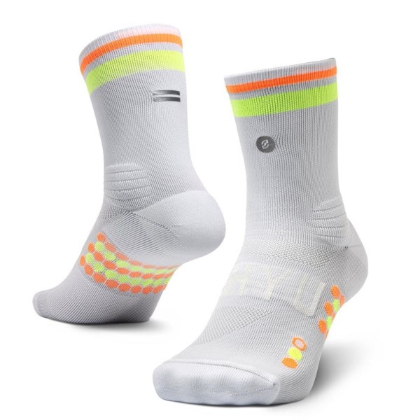 Shyu Half Crew Racing Socks - White/Lime/Mango