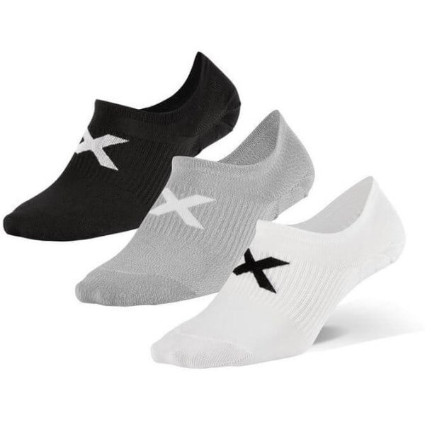 2XU Invisible Sports Socks - 3 Pack - Black/Grey/White