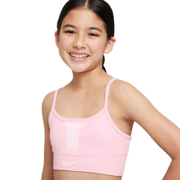 Nike Dri-Fit Indy Kids Girls Sports Bra - Pink Foam