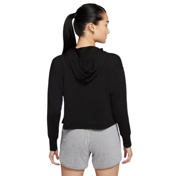 Nike Yoga Jersey Womens Cropped Training Hoodie - Black/Dark Smoke Grey